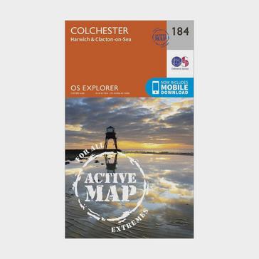 Orange Ordnance Survey Explorer Active 184 Colchester, Harwick & Clacton-on-Sea Map With Digital Version