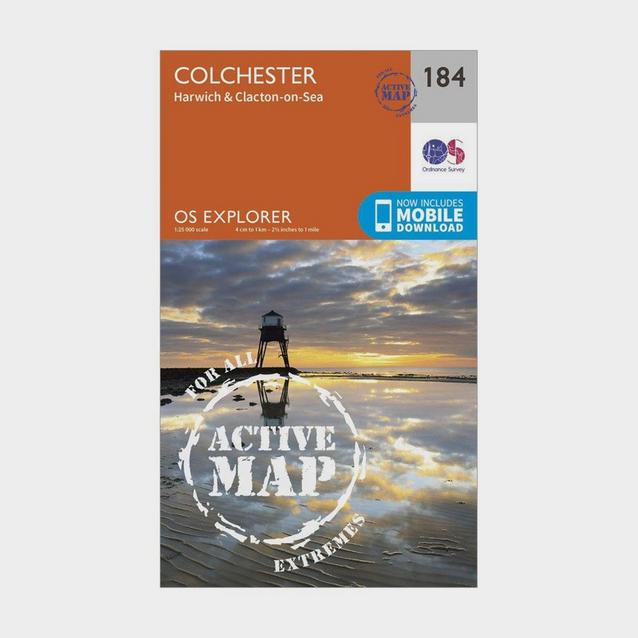 Orange Ordnance Survey Explorer Active 184 Colchester, Harwick & Clacton-on-Sea Map With Digital Version image 1