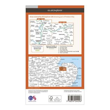 Orange Ordnance Survey Explorer 236 King's Lynn, Downham Market & Swaffham Map With Digital Version