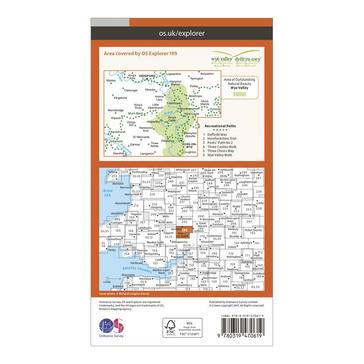 Orange Ordnance Survey Explorer Active 189 Hereford & Ross-on-Wye Map With Digital Version