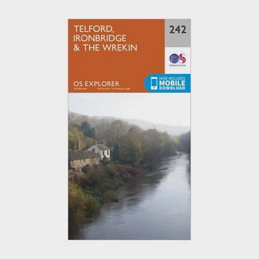 Orange Ordnance Survey Explorer 242 Telford, Ironbridge & The Wrekin Map With Digital Version