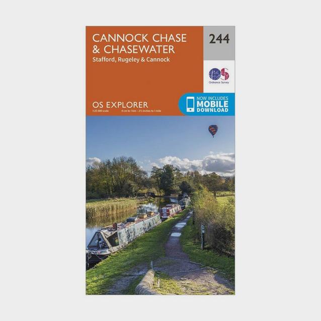 Orange Ordnance Survey Explorer 244 Cannock Chase & Chasewater Map With Digital Version image 1