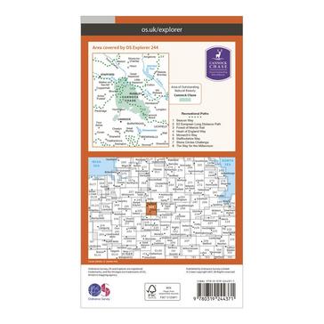 Orange Ordnance Survey Explorer 244 Cannock Chase & Chasewater Map With Digital Version