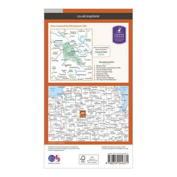 Pebble Ordnance Survey Explorer 244 Cannock Chase & Chasewater Map With Digital Version
