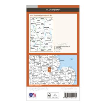 Orange Ordnance Survey Explorer 247 Grantham Map With Digital Version
