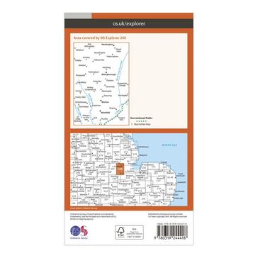 Orange Ordnance Survey Explorer 248 Bourne & Heckington Map With Digital Version