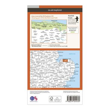 Orange Ordnance Survey Explorer 251 Norfolk Coast Central Map With Digital Version