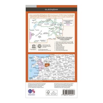 Orange Ordnance Survey Explorer 255 Llangollen & Berwyn Map With Digital Version