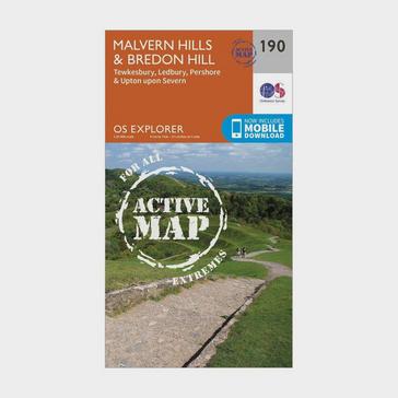 Orange Ordnance Survey Explorer Active 190 Malvern Hills & Bredon Hill Map With Digital Version