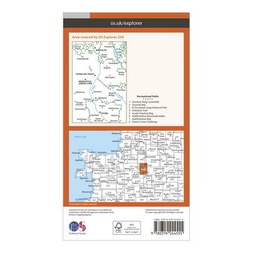 Orange Ordnance Survey Explorer 258 Stoke-on-Trent & Newcastle-under-Lyme Map With Digital Version