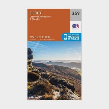 Orange Ordnance Survey Explorer 259 Derby, Uttoxeter, Ashbourne & Cheadle Map With Digital Version