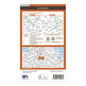 Orange Ordnance Survey Explorer 259 Derby, Uttoxeter, Ashbourne & Cheadle Map With Digital Version