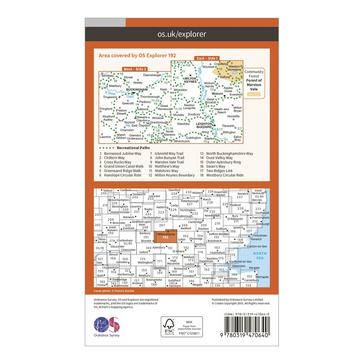 Orange Ordnance Survey Explorer Active 192 Buckingham & Milton Keynes Map With Digital Version