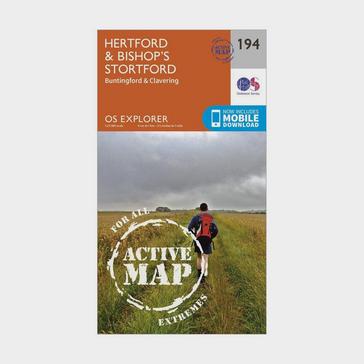 Orange Ordnance Survey Explorer Active 194 Hertford & Bishop’s Stortford Map With Digital Version