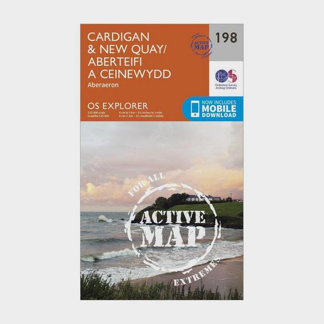 Orange Ordnance Survey Explorer Active 198 Cardigan & New Quay Map With Digital Version image 1
