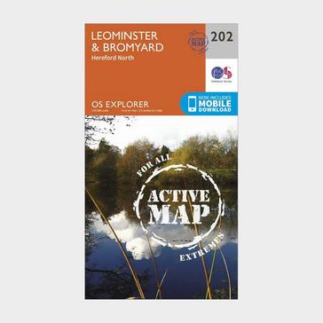 Orange Ordnance Survey Explorer Active 202 Leominster & Bromyard Map With Digital Version