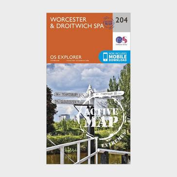 Orange Ordnance Survey Explorer Active 204 Worcester & Droitwich Spa Map With Digital Version