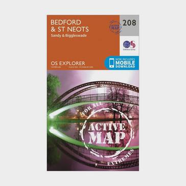 Orange Ordnance Survey Explorer Active 208 Bedford & St Neots Map With Digital Version