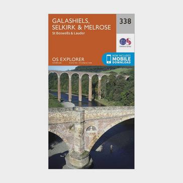N/A Ordnance Survey Explorer 338 Galashiels, Selkirk & Melrose Map With Digital Version