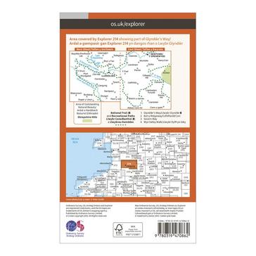 Orange Ordnance Survey Explorer Active 214 Llanidloes & Newton Map With Digital Version