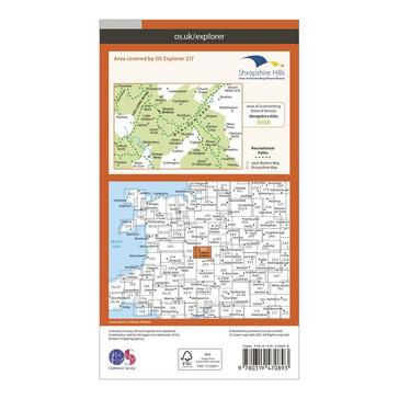 Orange Ordnance Survey Explorer Active 217 The Long Mynd & Wenlock Edge Map With Digital Version