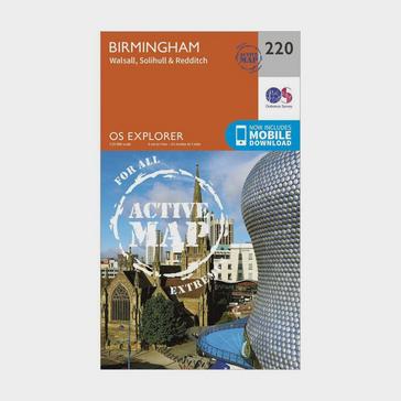 N/A Ordnance Survey Explorer Active 220 Birmingham, Walsall, Solihull & Redditch Map With Digital Version