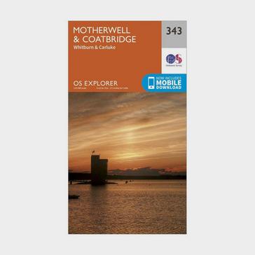 Orange Ordnance Survey Explorer 343 Motherwell & Coatbridge Map With Digital Version