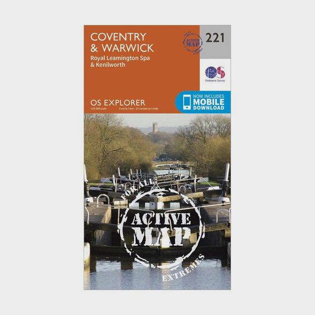 Orange Ordnance Survey Explorer Active 221 Coventry & Warwick Map With Digital Version image 1