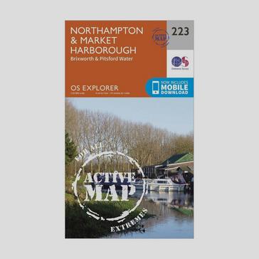 Orange Ordnance Survey Explorer Active 223 Northampton & Market Harborough Map With Digital Version