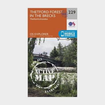 Orange Ordnance Survey Explorer Active 229 Thetford Forest in the Brecks Map With Digital Version