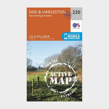 Orange Ordnance Survey Explorer Active 230 Diss & Harleston Map With Digital Version