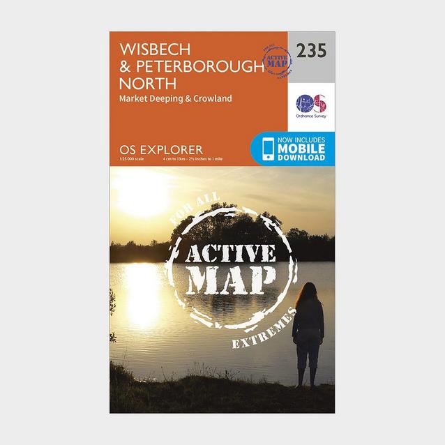 Orange Ordnance Survey Explorer Active 235 Wisbech & Peterborough North Map With Digital Version image 1