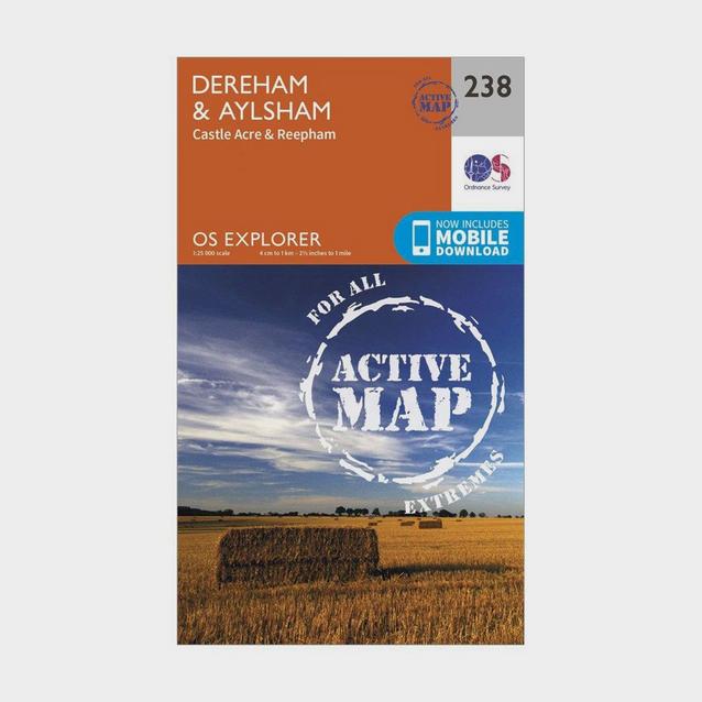 Orange Ordnance Survey Explorer Active 238 East Dereham & Aylsham Map With Digital Version image 1