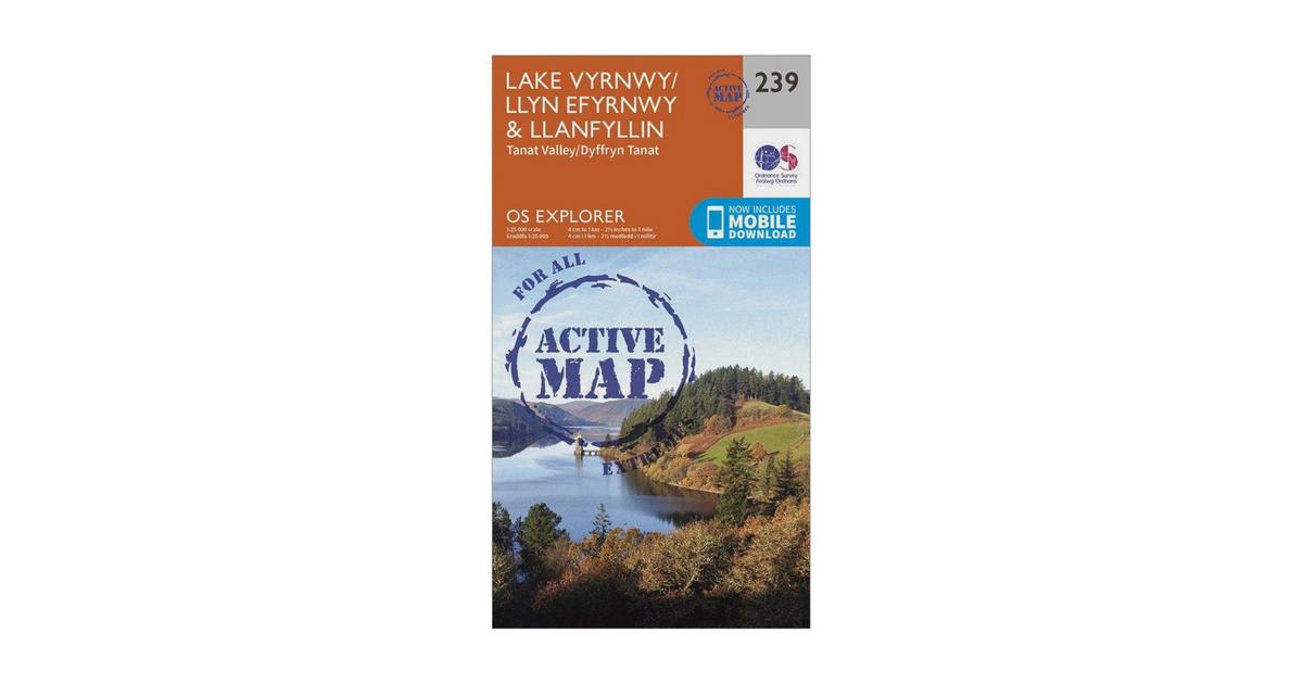 Ordnance Survey Explorer Active 239 Lake Vyrnwy & Llanfyllin Map With ...