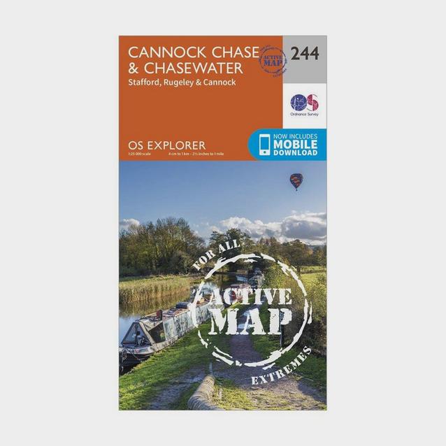 Orange Ordnance Survey Explorer Active 244 Cannock Chase & Chasewater Map With Digital Version image 1