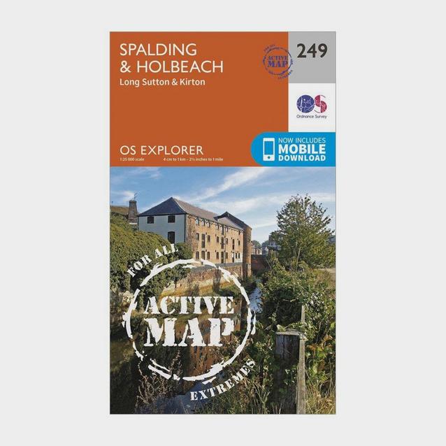 Orange Ordnance Survey Explorer Active 249 Spalding & Holbeach Map With Digital Version image 1