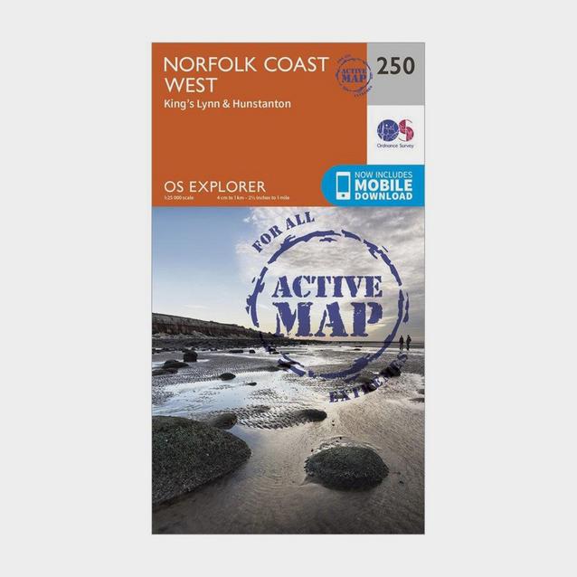 Orange Ordnance Survey Explorer Active 250 Norfolk Coast West Map With Digital Version image 1
