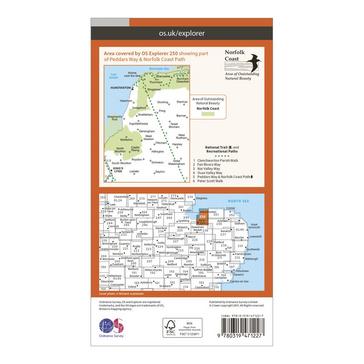 Orange Ordnance Survey Explorer Active 250 Norfolk Coast West Map With Digital Version