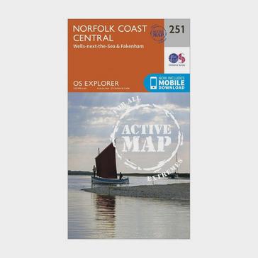 Orange Ordnance Survey Explorer Active 251 Norfolk Coast Central Map With Digital Version