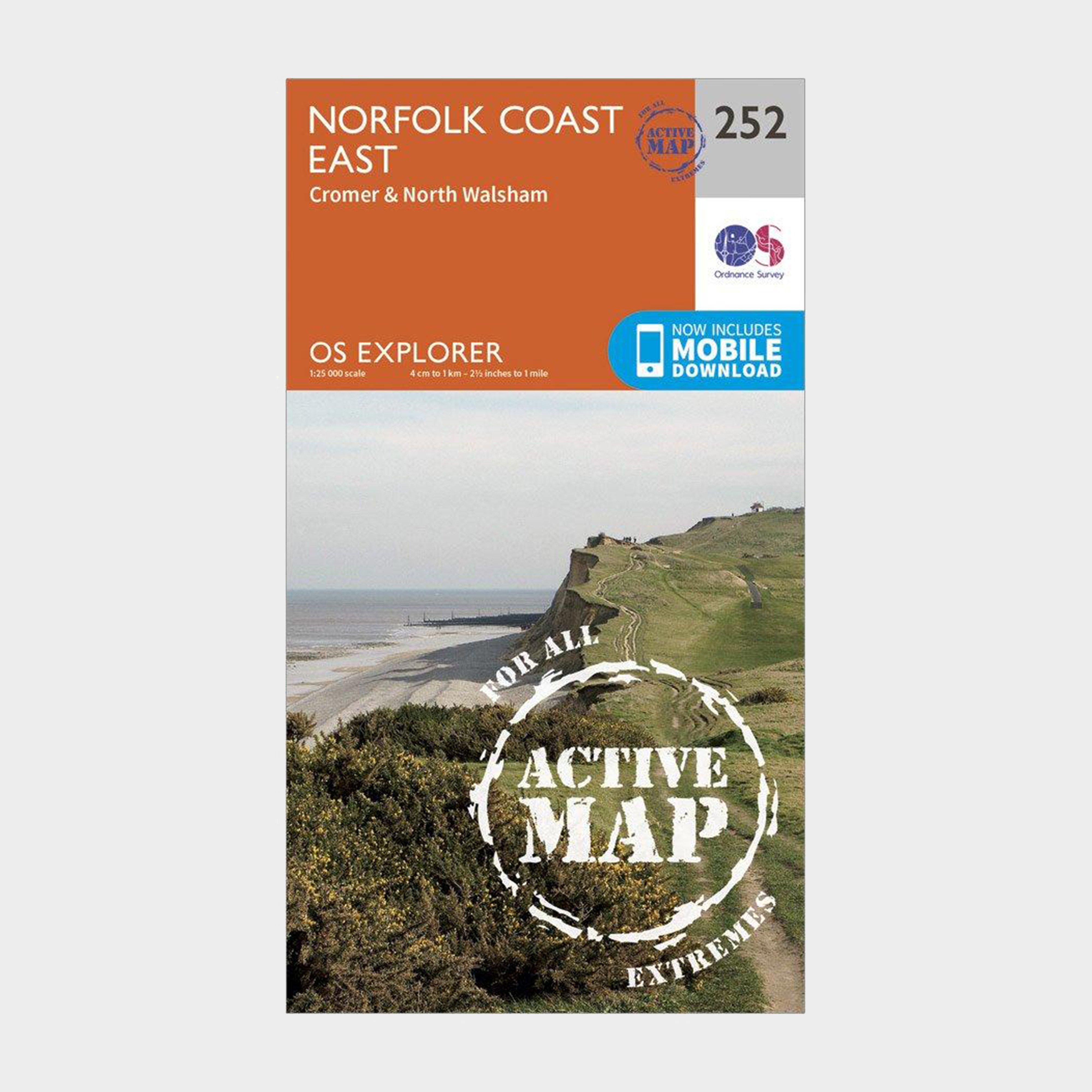 Image of Ordnance Survey Explorer Active 252 Norfolk Coast East Map With Digital Version - Orange, Orange