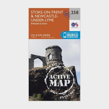 Orange Ordnance Survey Explorer Active 258 Stoke-on-Trent & Newcastle-under-Lyme Map With Digital Version