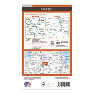Orange Ordnance Survey Explorer Active 259 Derby, Uttoxeter, Ashbourne & Cheadle Map With Digital Version