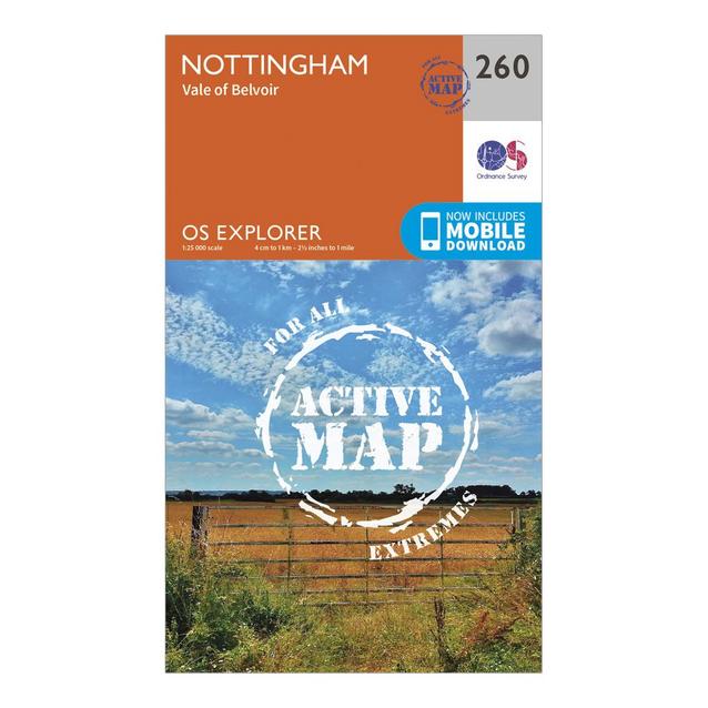 Orange Ordnance Survey Explorer Active 260 Nottingham Map With Digital Version image 1