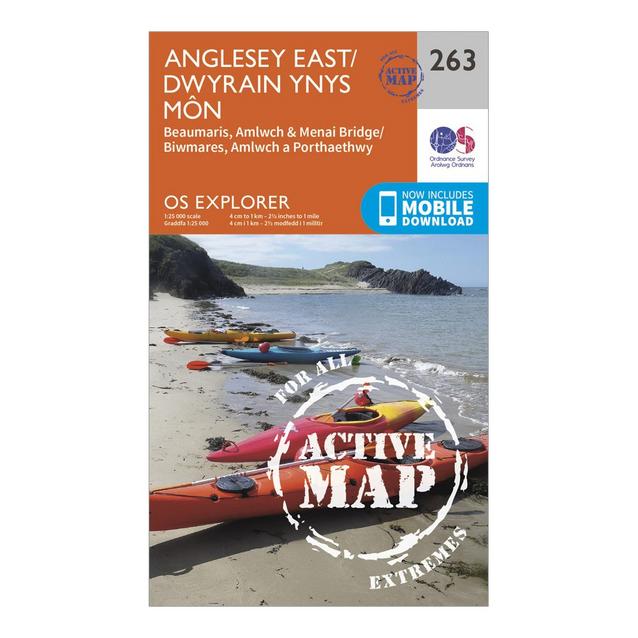 Orange Ordnance Survey Explorer Active 263 Anglesey East Map With Digital Version image 1