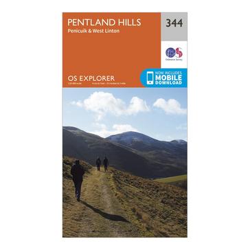 Orange Ordnance Survey Explorer 344 Pentland Hills Map With Digital Version