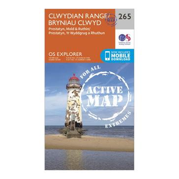 Orange Ordnance Survey Explorer Active 265 Clwydian Range, Prestatyn, Mold & Ruthin Map With Digital Version