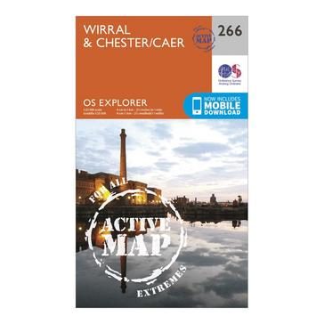 Orange Ordnance Survey Explorer Active 266 Wirral & Chester Map With Digital Version