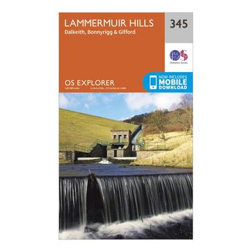 Orange Ordnance Survey Explorer 345 Lammermuir Hills Map With Digital Version