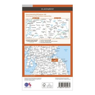 Orange Ordnance Survey Explorer 345 Lammermuir Hills Map With Digital Version