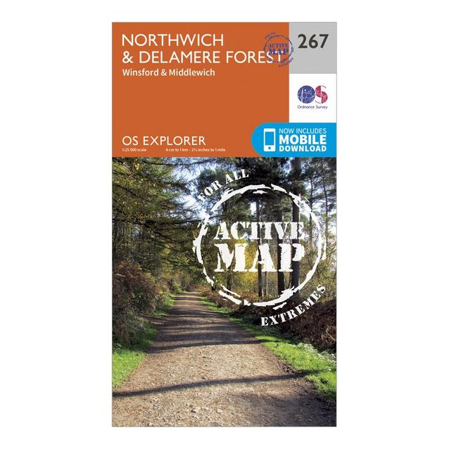 Orange Ordnance Survey Explorer Active 267 Northwich & Delamere Forest Map With Digital Version image 1